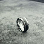 Tungsten Carbide + Carbon Fiber Polished Band Ring // 8mm // Black (Size 8)