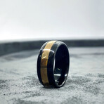 Tungsten Carbide Polished Dome Ring // 8mm // Black + Rose Gold (Size 8)