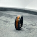Tungsten Carbide + Wood Inlaid Edges Polished Ring // 8mm // Black (Size 8)