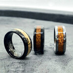 Tungsten Carbide Polished Dome Ring // 8mm // Black + Rose Gold (Size 8)