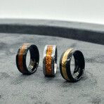 Tungsten Carbide + Wood Inlaid Edges Polished Ring // 8mm // Black (Size 8)