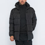 Leo Cool Block Puffer Coat // Black + Red + White (XL)
