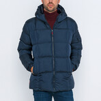 Jake Color Block Puffer Coat // Navy + Red + White (XL)