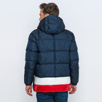 Jake Color Block Puffer Coat // Navy + Red + White (2XL)