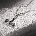 Viking Axe Necklace // Antique Silver