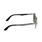 Cetus Polarized Sunglasses // Silver Frame + Blue-Green Lens