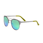 Phoenix Polarized Sunglasses // Silver Frame + Blue-Green Lens