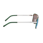 Draco Polarized Sunglasses // Silver Frame + Blue-Green Lens