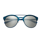 Phoenix Polarized Sunglasses // Blue Frame + Silver Lens