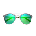 Phoenix Polarized Sunglasses // Silver Frame + Blue-Green Lens