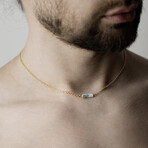 Marble Bar Pendant Necklace // Gold Chain (M)