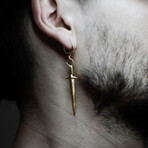 Sword Pendant Single Hoop Earring // Gold