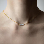 Marble Bar Pendant Necklace // Gold Chain (S)