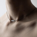 Marble Bar Pendant Necklace // Silver Chain (M)