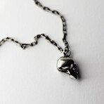 Cranium Pendant Necklace // 19.6" // Silver