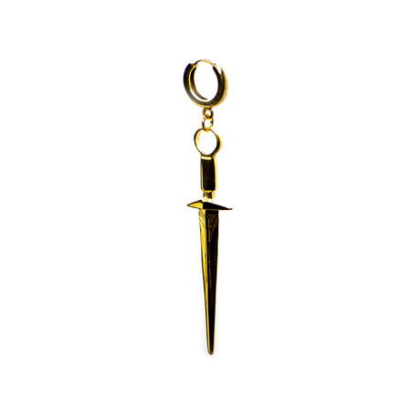 Sword Pendant Single Hoop Earring // Gold
