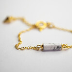 Marble Bar Pendant Bracelet // 6.3" // Gold + White