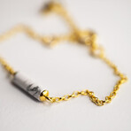 Marble Bar Pendant Bracelet // 6.3" // Gold + White