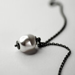 Baroque Pearl Pendant Necklace // 15.7" // Silver + White