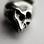 Cranium Pendant Single Hoop Earring // Silver