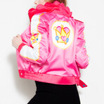 Princess Peach Bomber Jacket // Pink + White (2XL)