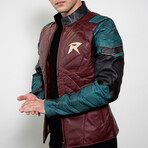 Robin Armor Titans Leather Jacket // Red + Green (XL)
