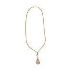 18k Rose Gold Black Diamond + Moostone Quartz Necklace // 23" // Pre-Owned
