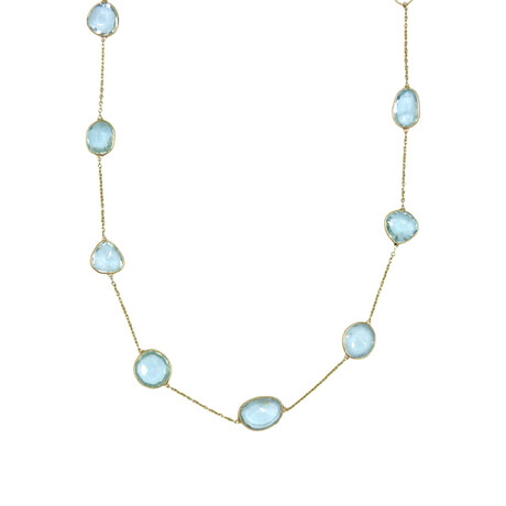 18k Yellow Gold Aquamarine Rose Cuts Necklace // 18" // Pre-Owned