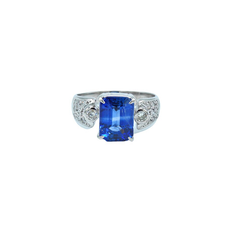 Platinum Diamond + Sapphire Ring // Ring Size: 7 // Pre-Owned