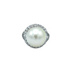 Platinum Diamond + Pearl Ring // Ring Size: 6.75 // Pre-Owned