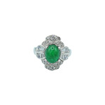 Platinum Diamond + Emerald Ring // Ring Size: 5.75 // Pre-Owned