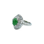 Platinum Diamond + Jade Ring // Ring Size: 6.25 // Pre-Owned