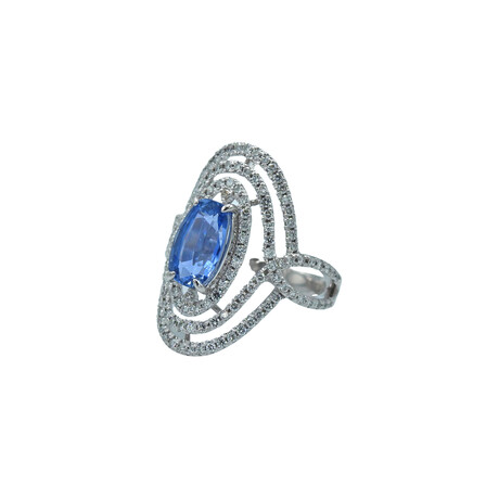 Platinum Diamond + Sapphire Ring // Ring Size: 6.25 // Pre-Owned