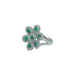 Platinum Diamond + Emerald Ring // Ring Size: 6.5 // Pre-Owned