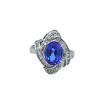 Platinum Diamond + Tanzanite Ring // Ring Size: 7 // Pre-Owned
