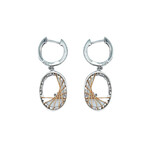 14k White Gold + 14k Rose Gold Oval Shape Diamond Earrings // Pre-Owned