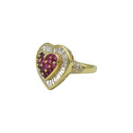 18k Yellow Gold Diamond + Ruby Ring // Ring Size: 7.5 // Pre-Owned