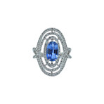 Platinum Diamond + Sapphire Ring // Ring Size: 6.25 // Pre-Owned