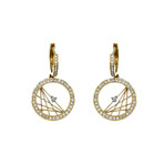 Estate // 14k Yellow Gold Circle Shape Diamond Earrings // Pre-Owned