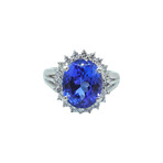 Platinum Diamond + Tanzanite Ring // Ring Size: 6.5 // Pre-Owned