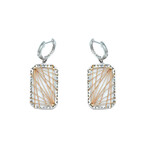 14k White Gold + 14k Rose Gold Rectangle Shape Diamond Earrings // Pre-Owned