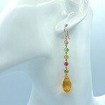 18k Yellow Gold Citrine + Tourmaline Drop Earrings // Pre-Owned