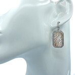 14k White Gold + 14k Rose Gold Rectangle Shape Diamond Earrings // Pre-Owned