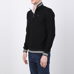 Hayden Striped Ends Half-Zip Sweater // Black (XL)
