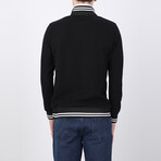 Hayden Striped Ends Half-Zip Sweater // Black (L)