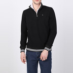 Hayden Striped Ends Half-Zip Sweater // Black (S)