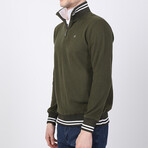 Lawson Striped Ends Half-Zip Sweater // Olive (XL)