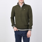 Lawson Striped Ends Half-Zip Sweater // Olive (S)