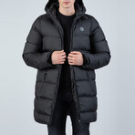 Chandler Longline Hooded Puffer Jacket // Black (L)