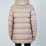 Darren Longline Hooded Puffer Jacket // Tan (XL)